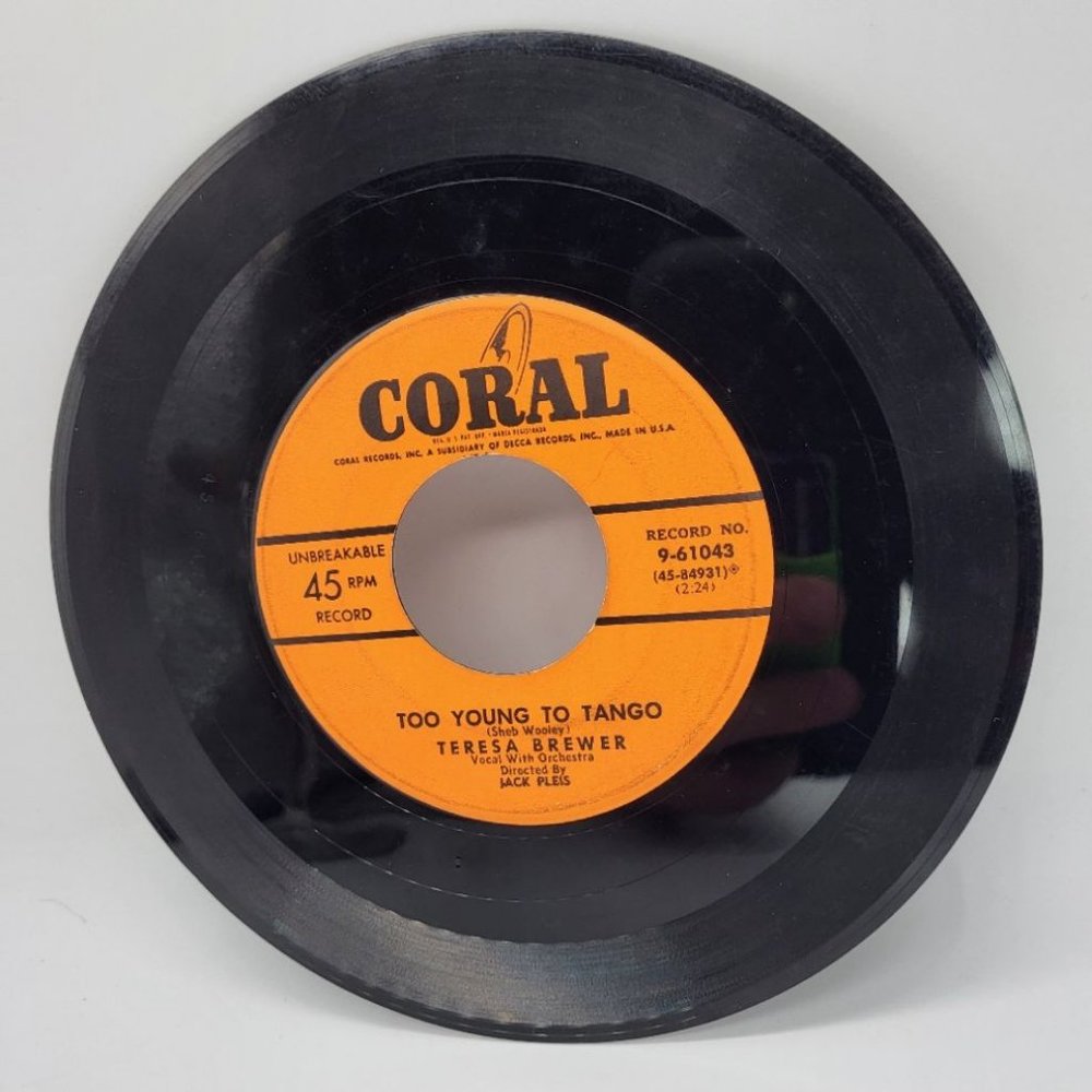 To Young To Tango / Ricochet by Teresa Brewer 45 RPM Vintage Vinyl